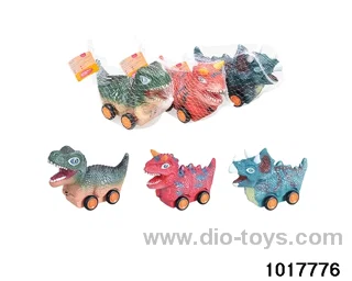 Sliding enamel dinosaur car (3 models mixed) in Net bag