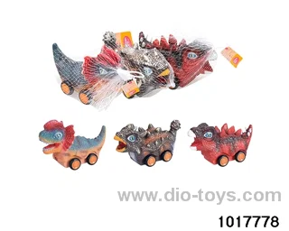 Sliding enamel dinosaur car (3 models mixed) in Net bag