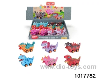 Sliding enamel dinosaur car (6 models mixed) in display box