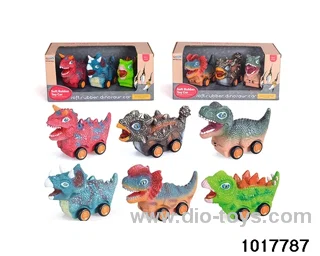 3PCS Sliding enamel dinosaur car in display box