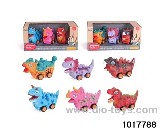 3PCS Sliding enamel dinosaur car in display box