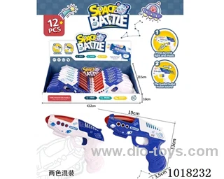 12PCS Space police gun with light&music 2 color mixed loading not include in display