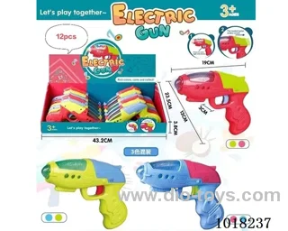 12PCS space cartoon gun 3color mixed loading  not include battery  in display box