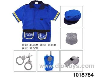 Police suit with walkie talkie in PP bag with header