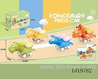 Press the sliding dinosaur car 4sets mixed loading  in color box
