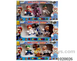 2pcs 4.5inch mario doll with light +1pcs car 3sets mixed loading in window box