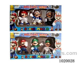 3pcs 4.5inch mario doll with light 2sets mixed loading in window box