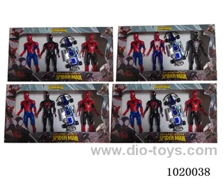 3pcs 8.5inch spiderman with light +1pcs car 4sets mixed loading