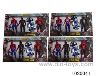 3pcs 8.5inch spiderman with light +1pcs car 4sets mixed loading