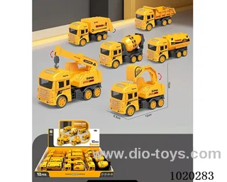 12pcs Inertial engineering vehicle in display box