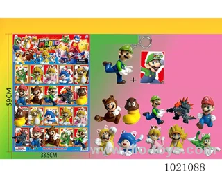 16pcs 3.8inch mario doll 10sets mixed loading in HangTag