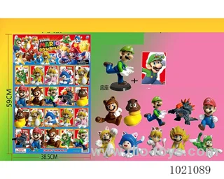 16pcs 3.8inch mario doll 10sets mixed loading in HangTag