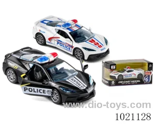 1:32 ALLOY C8 CAR PULLBACK DOOR OPENING POLICE CAR (1PCS)