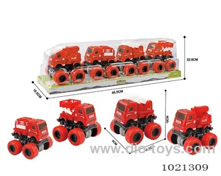 4pcs double friction car in PVC cover