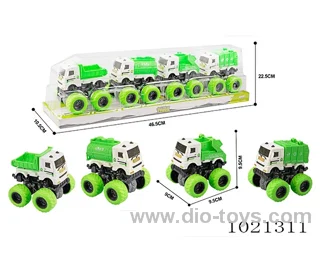 4pcs double friction car in PVC cover