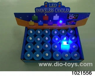 LED electronic candle light (blue shell white wick (always on)) in display  box