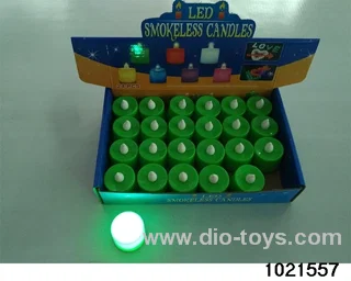 LED electronic candle light (green shell white wick (always on)) in display  box