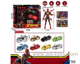 Spider-Man pull back car set with Light &weapon in window box