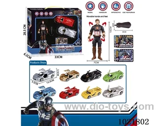 Captain America pull back car set with Light &weapon in window box