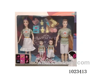 11.5inch doll family of four with 8pcs Field suit in window box