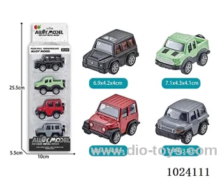 4pcs alloy pull back car in window box