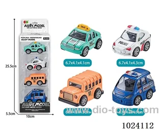 4pcs alloy pull back car in window box