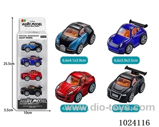4pcs alloy pull back car in window box