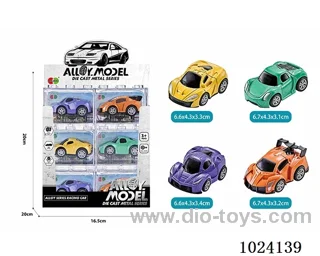 24pcs alloy pull back 4color&4sets mixed loading in display box