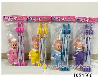 45cm pull car with doll in pe bag with header