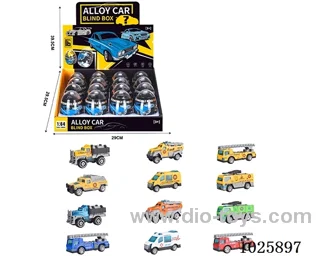 1:64 free wheel alloy car 12sets mixed loading in display box