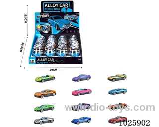 1:64 free wheel alloy car 12color mixed loading in display box
