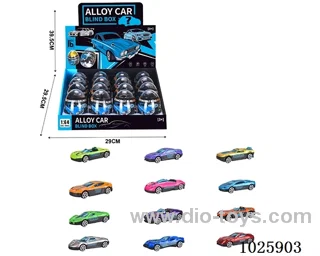 1:64 free wheel alloy car 12color mixed loading in display box