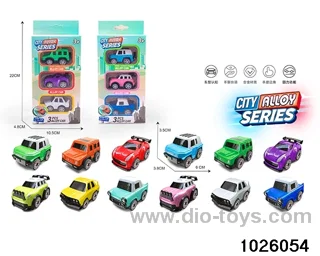 3pcs Q version of the cartoon alloy back to the car in color box