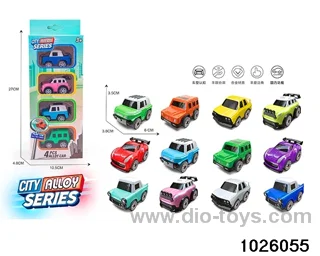4pcs Q version of the cartoon alloy back to the car in color box