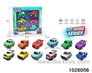 6pcs Q version of the cartoon alloy back to the car in color box