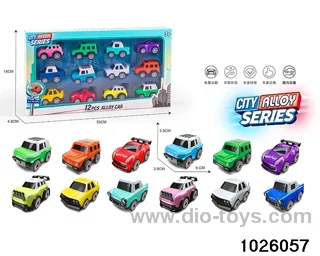 12pcs Q version of the cartoon alloy back to the car in color box