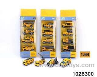1:64 sliding alloy car in 4pcs window box