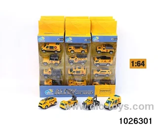 1:64 sliding alloy car in 4pcs display box