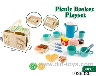 Picnic afternoon tea set in  basket