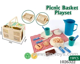 Picnic afternoon tea set in  basket