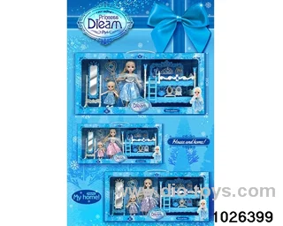 Double bed doll set in window box