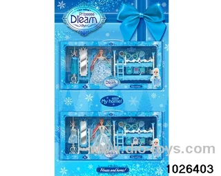 Double bed doll set in window box