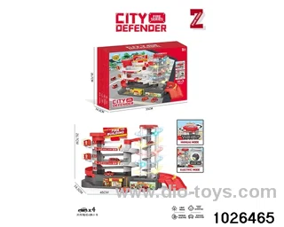 Electric light and music fire car parking set in color box
