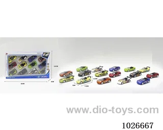 1:68 12pcs free wheel alloy car 16sets&8color mixed loading in window box