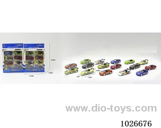 1:68 8pcs free wheel alloy car 16sets &8color mixed loading in window box