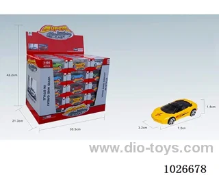 60pcs free wheel alloy car 16sets&8color mixed loading in display box