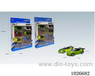 8pcs 1:68 free wheel alloy car 16sets&8color mixed loadingin window box