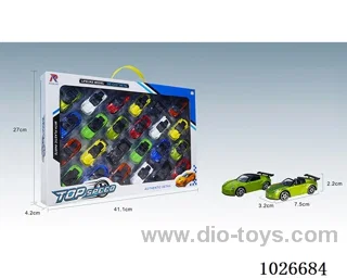 24pcs 1:68 free wheel alloy car 16sets&8color mixed loadingin window box