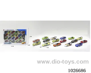 24pcs 1:68 free wheel alloy car 16sets&8color mixed loading in window box
