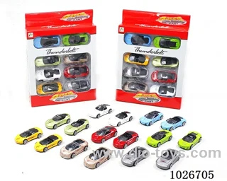 8pcs 1:64 free wheel alloy car 16sets&8color mixed loading in window box